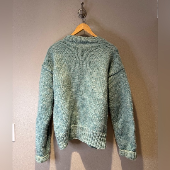 Vintage Seafoam Green Knit Cardigan Sweater - Size Large - Picture 3 of 4